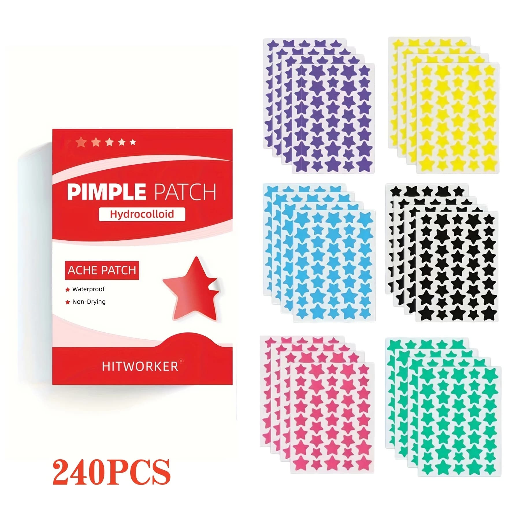 240/720/960 pz Cerotti per Brufoli a Stella a 6 Colori - Set Misto in Scatola, Varie Misure, Pulizia Profonda, Delicato sulla Pelle, Unisex