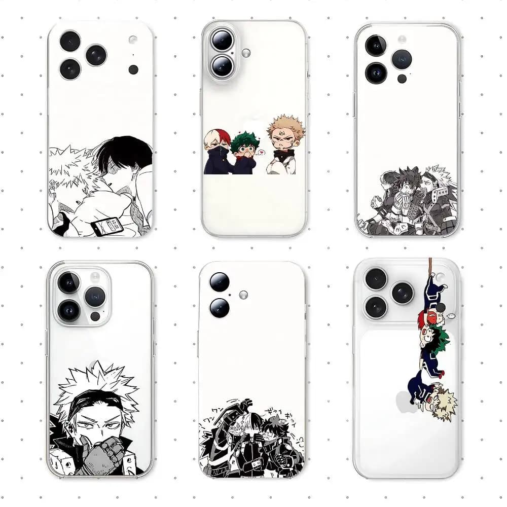 Cute M-my Hero AcademiaS Cool Phone Case Soft Transparent Case For IPhone 17 16 15 14 13 12 11 Pro Max Mini Plus Shockproof Cov