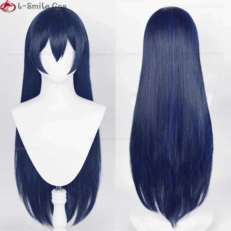 Anime Hanatemari Tsuzura Cosplay 80 cm Lungo Blu Nero Resistente Al Calore Sintetico Hyuga Hinata Parrucche + Protezione Della Parrucca