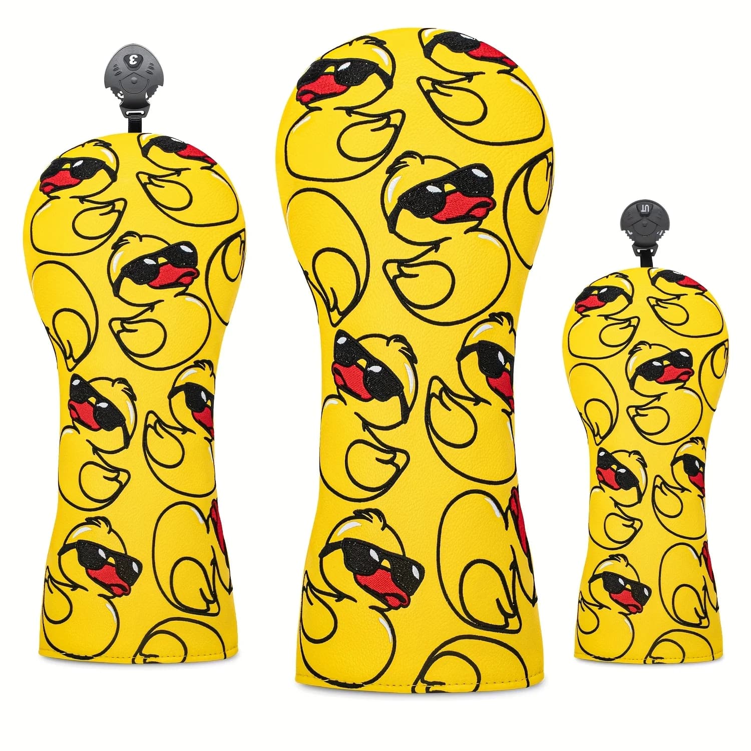 Adorabile copricapo per mazze da golf a tema anatra gialla, design alla moda per mazze da golf, compatibile con le mazze da fairway e varie marche