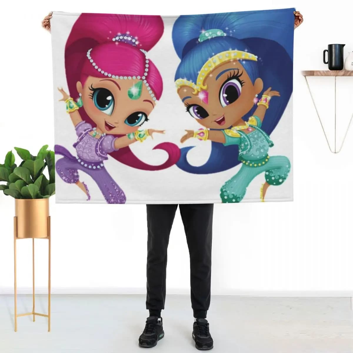 Coperta morbida e calda con motivo shimmer and shine, regalo per uomini, donne e adulti