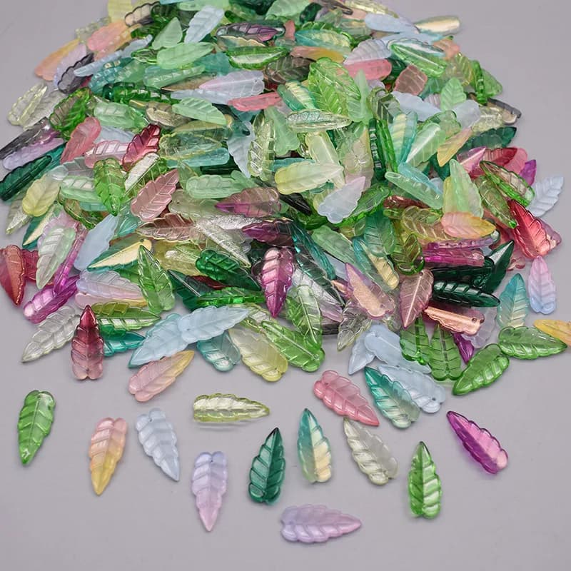 10x24mm 50 pz/lotto verde vetro foglie di albero ciondoli ciondoli per gioielli che fanno orecchini fai da te collana braccialetto accessori trovare