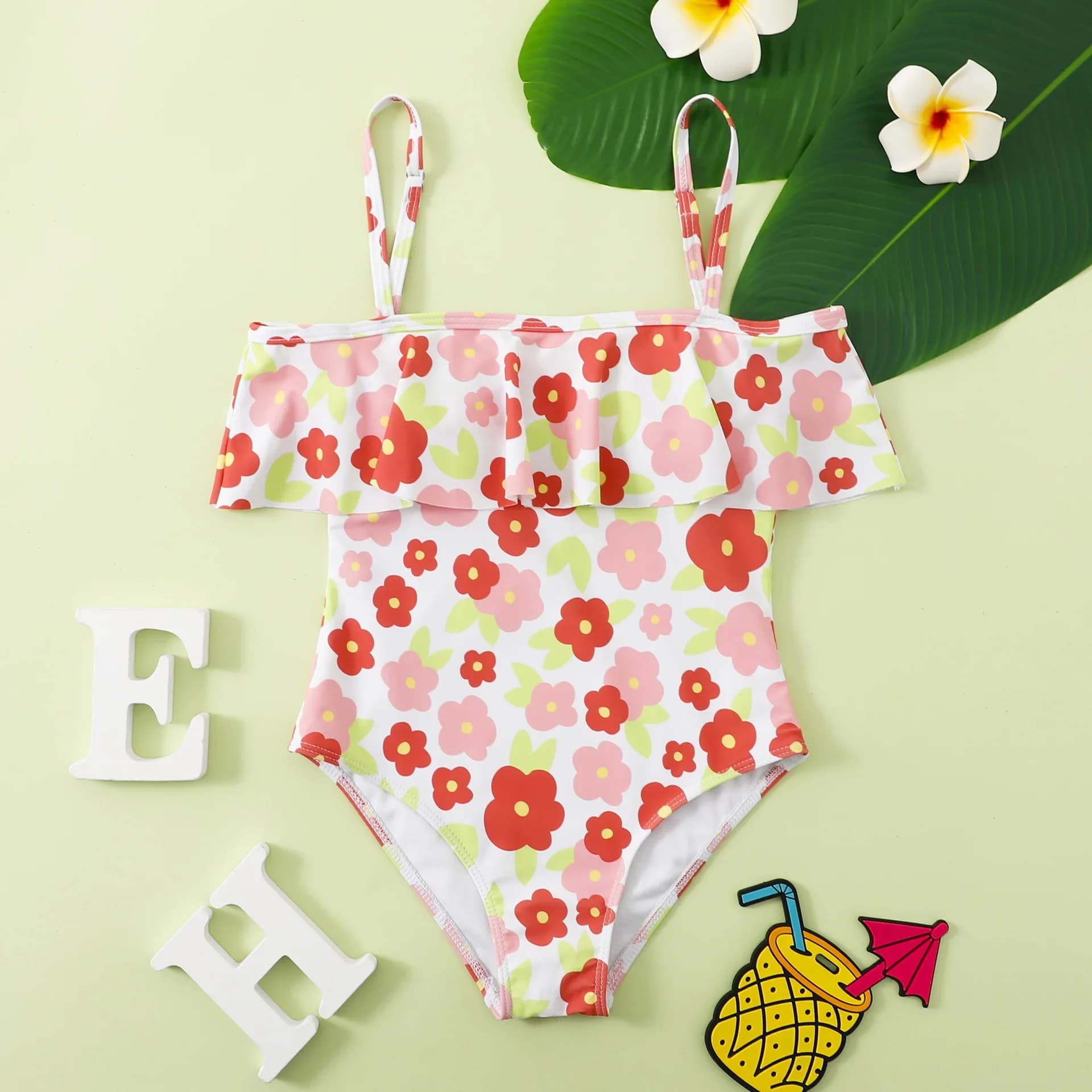 Costume da bagno intero per ragazze floreali 8-14 anni Costume da bagno per bambini Costumi da bagno per bambini adolescenti Costumi da bagno con volant Abbigliamento da spiaggia Body