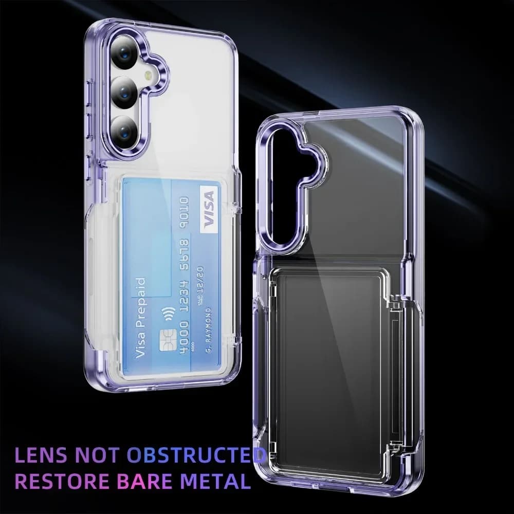 Per Samsung Galaxy S25 Plus S24 S23 S22 Ultra Custodia protettiva per telefono a portafoglio con porta carte di credito Cover trasparente antiurto