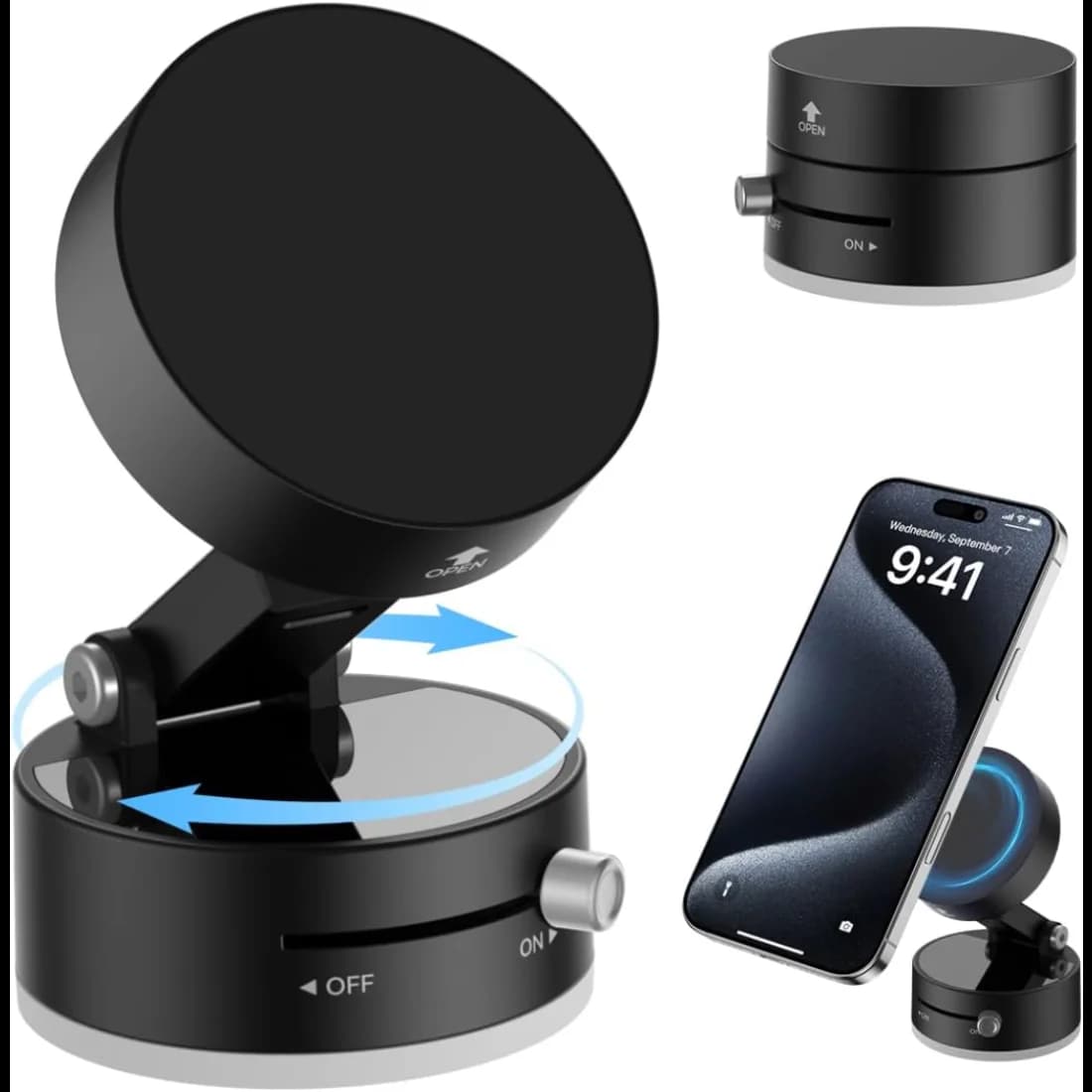 Supporto per telefono con aspirazione magnetica aggiornato 360 ° Supporto per telefono cellulare a mani libere con ventosa regolabile per auto/palestra