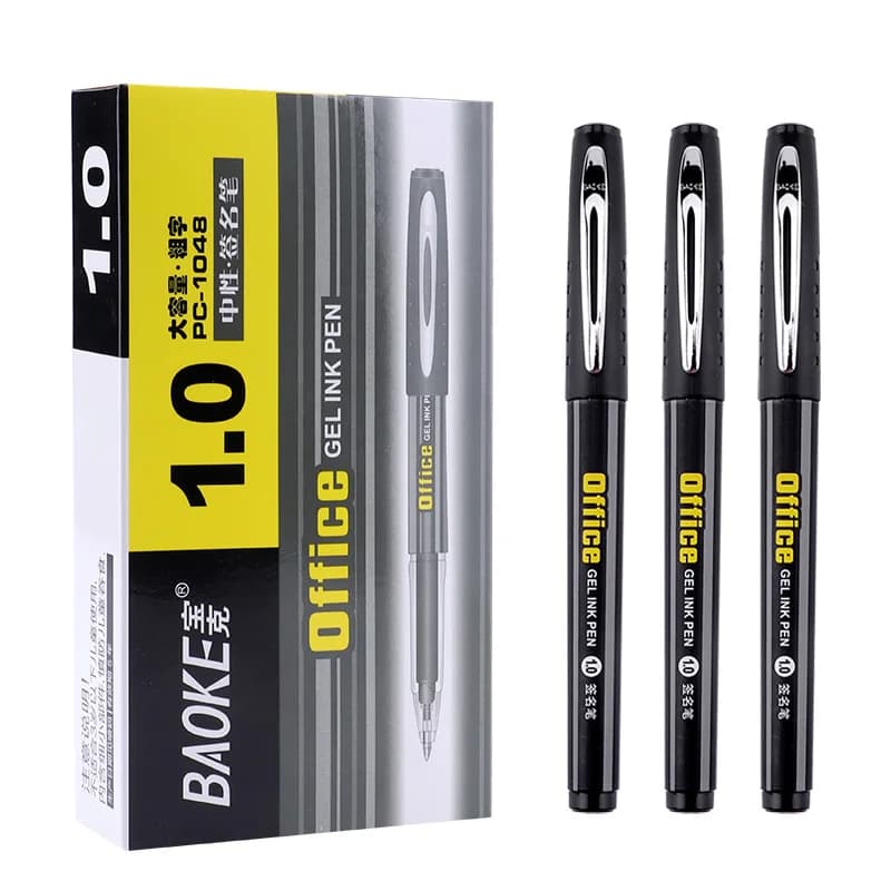 BAOKE PC1048 Penna a inchiostro gel per ufficio da 1,0 mm Penna a clip in metallo di grande capacità con inchiostro nero blu per cartello, notato, scrittura