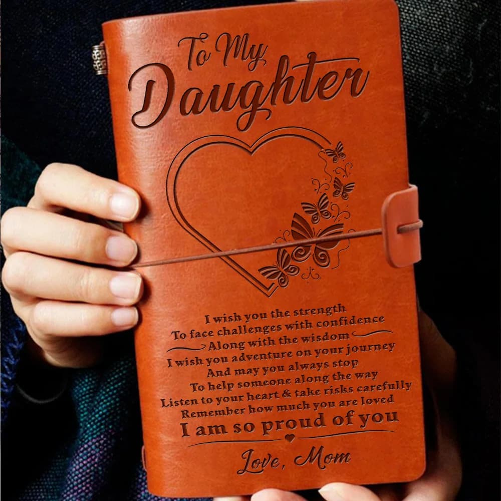 Daughter Gift,To My Daughter Leather Journal, Refillable Writing Journal, Christmas Birthday Gifts for Daughter from Mom father