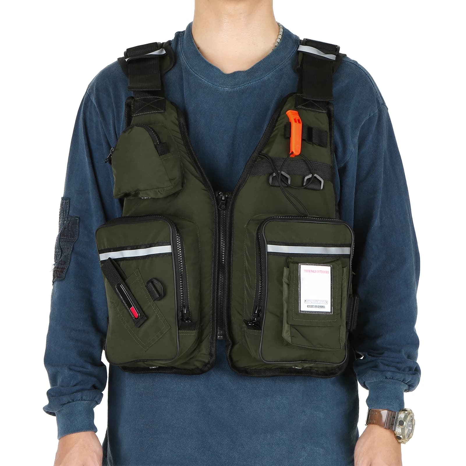 Giacca da pesca Giacca da pesca a mosca multitasche Gilet di galleggiamento con portabottiglie per kayak Vela Canottaggio Sport acquatici