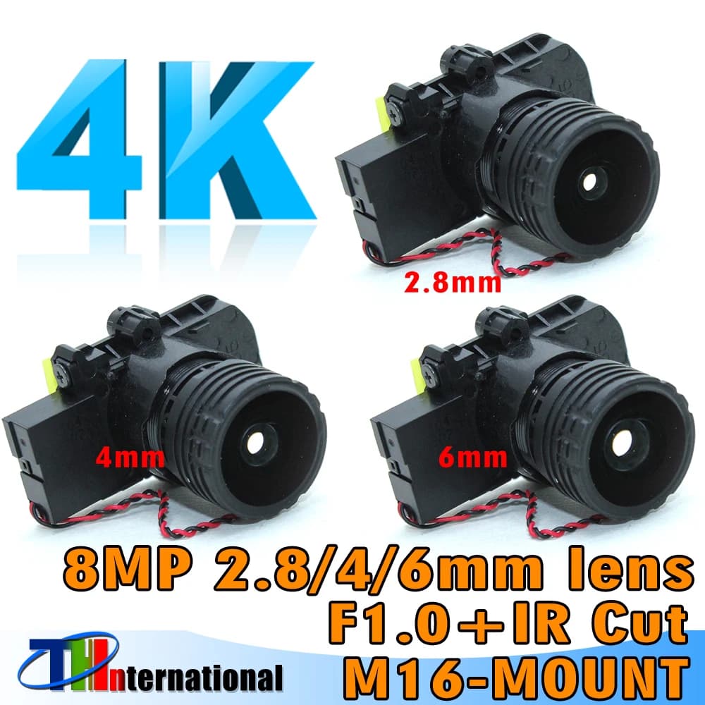 Telecamera di sicurezza con obiettivo 4K 8MP 2.8mm 4mm 6mm M16 supporto M16 + 8MP IR CUT F1.0 1/2.7 "per modulo scheda IMX327 IMX307 IMX290 IMX291