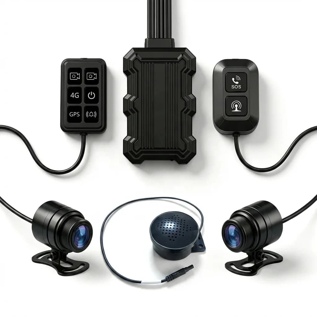 The 4G Al 2K dual-lens motorcycle dashcam supports GPS, ADAS, DMS APP, remote viewing, waterproof night vision features