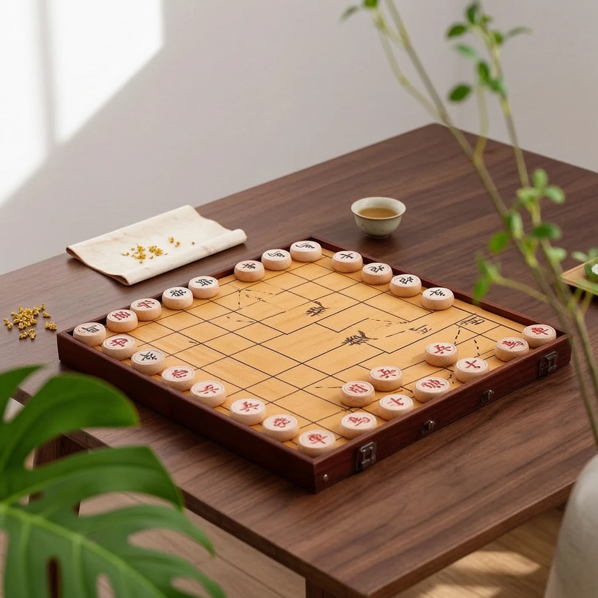 Chinese Chess Table Metal Latches Folding Chess Table Xiangiqi Set Traditional Sturdy