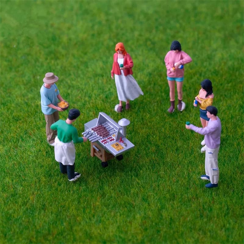 Collezione di esposizione di accessori per scene di figure fai-da-te in miniatura dipinta in scala 1/64 per barbecue all'aperto, bellezza alla moda