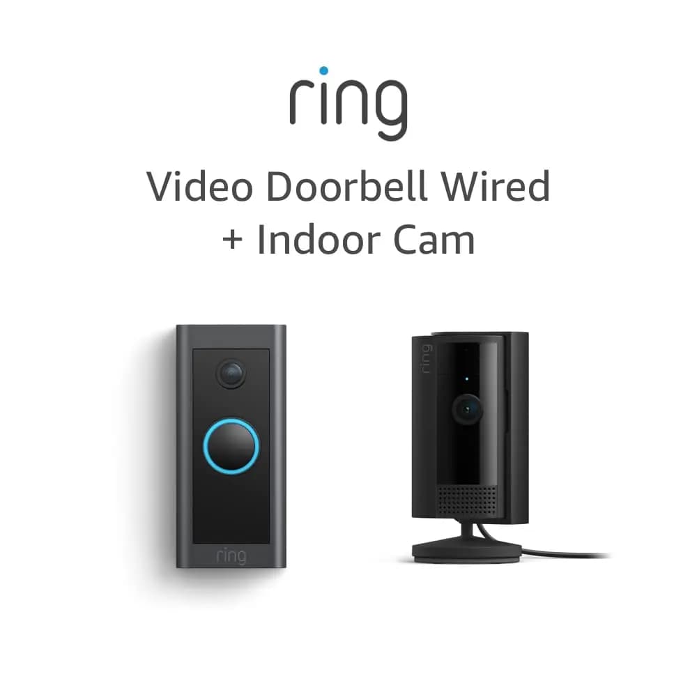 Pacchetto telecamera di sicurezza interna con videocitofono, HD 1080p, visione notturna, avvisi di movimento