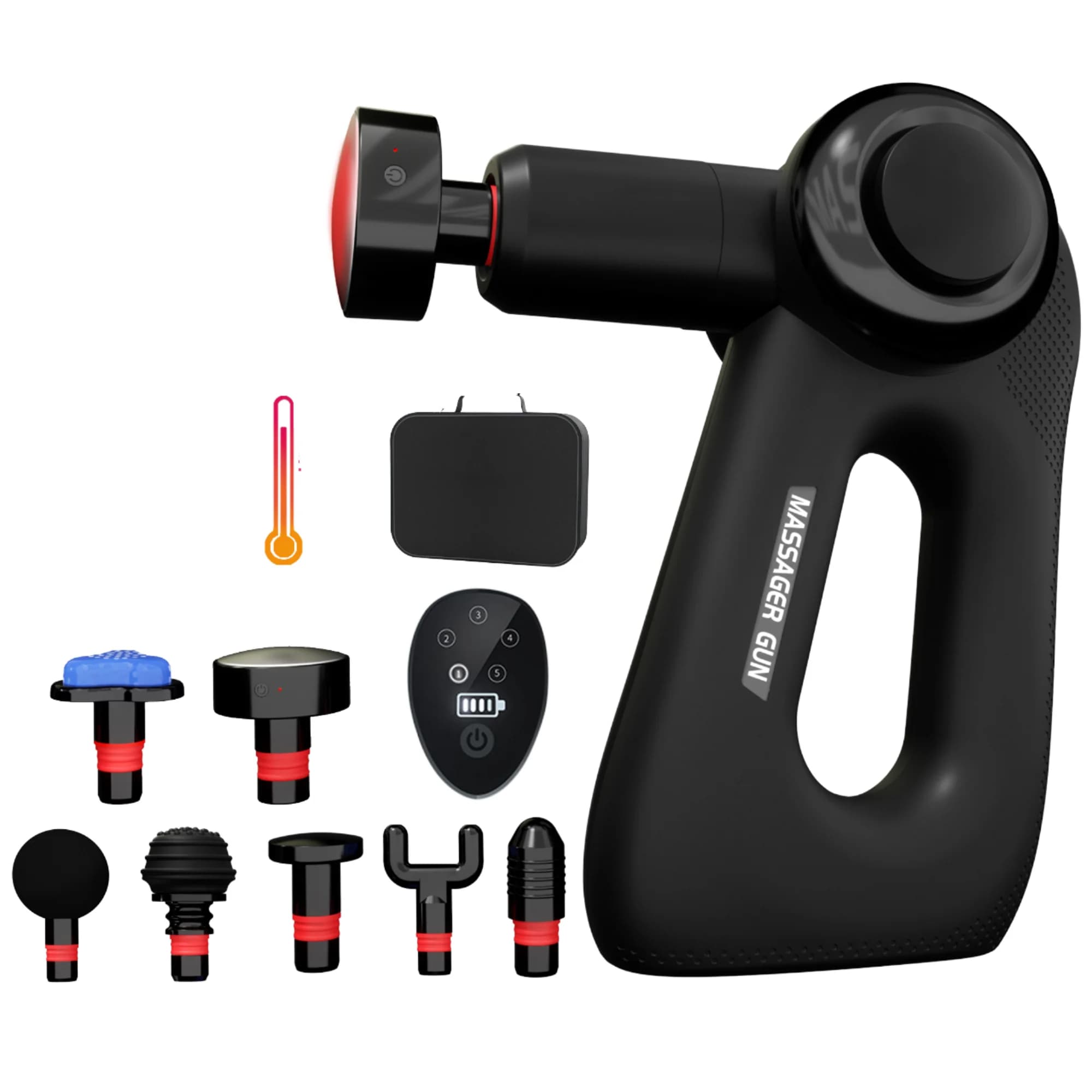 Professional Wireless Massage Gun for Textile Backgrounds, Sports Muscular Massage with Vibration and Percussion Functions