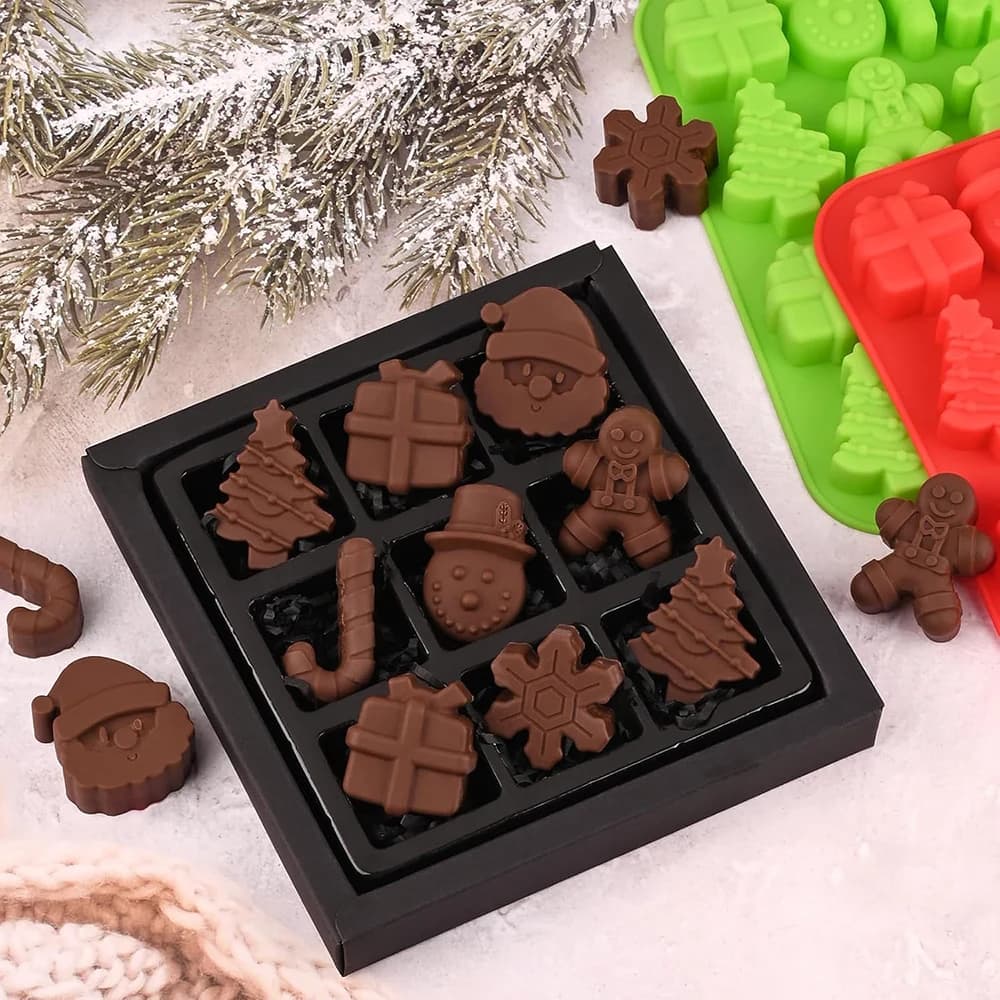 Stampo in silicone per albero di Natale 3D Stampo in silicone per albero di Natale per torta di mousse, muffin, cubetti di ghiaccio, gelatina, cioccolato, sapone