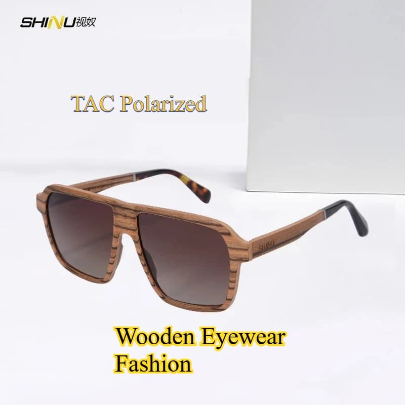 SHINU Occhiali da uomo di marca Lenti polarizzate Occhiali da sole da uomo in legno Designer di lusso Occhiali in legno Occhiali da sole di moda per uomo