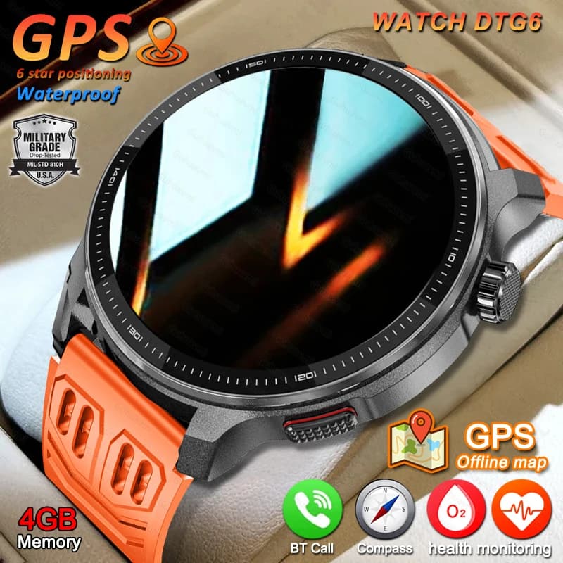 Smart watch da uomo Memoria da 4 GB con GPS Mappe offline Lettore video musicale locale Quadrante personalizzato Display AMOLED Smartwatch sportivo impermeabile