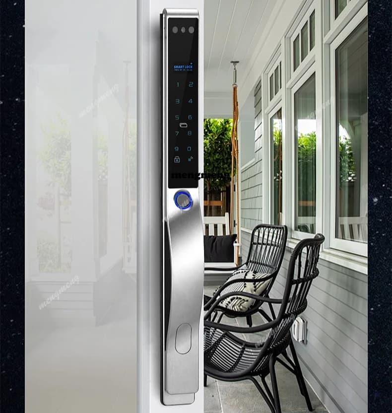 Serratura automatica con impronta digitale, antifurto, con occhio spia, riconoscimento facciale, interfono visivo, smart lock, impermeabile per esterni