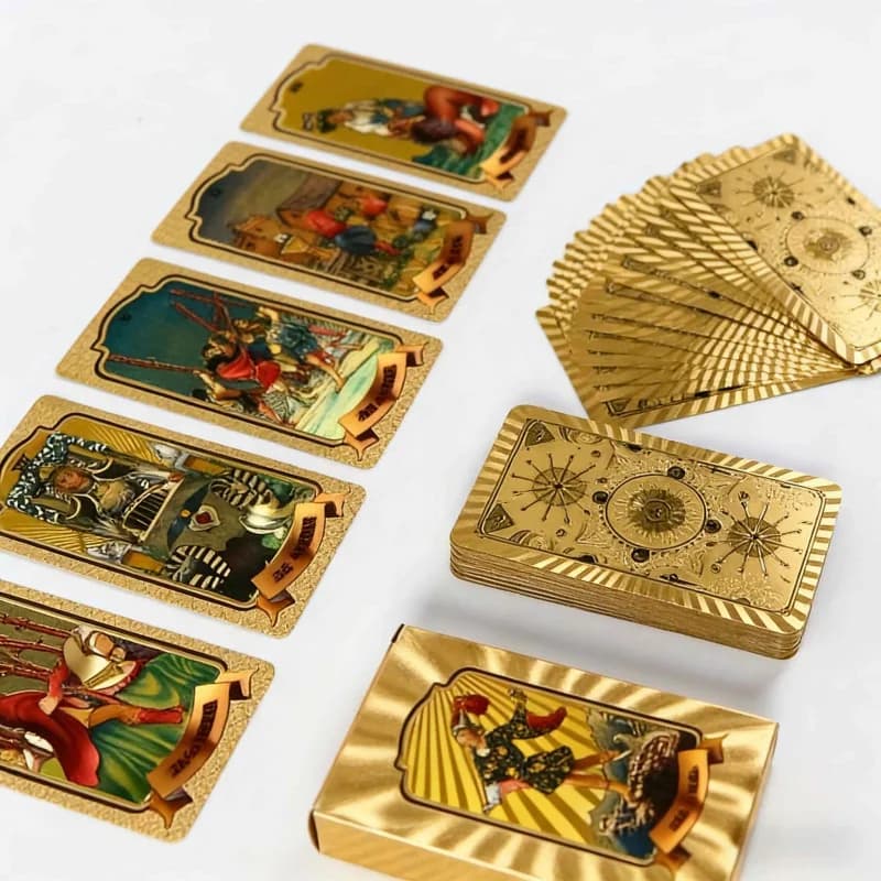 Carte da Tarocchi in Plastica Impermeabile con Stampa Dorata, Carte da Gioco da Tavolo per Feste e Tempo Libero