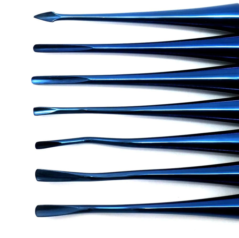 7 pz Impianto Dentale Lussazione Radice Dente Ascensore Coltello In Lega di Titanio Estrazione Minimamente Invasiva Dentista Strumento