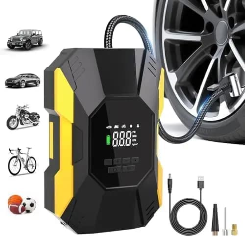 Compressore d'Aria Portatile per Pneumatici Auto, Pompa Senza Fili 150PSI con Manometro Digitale, Gonfiaggio Rapido per Auto e Biciclette