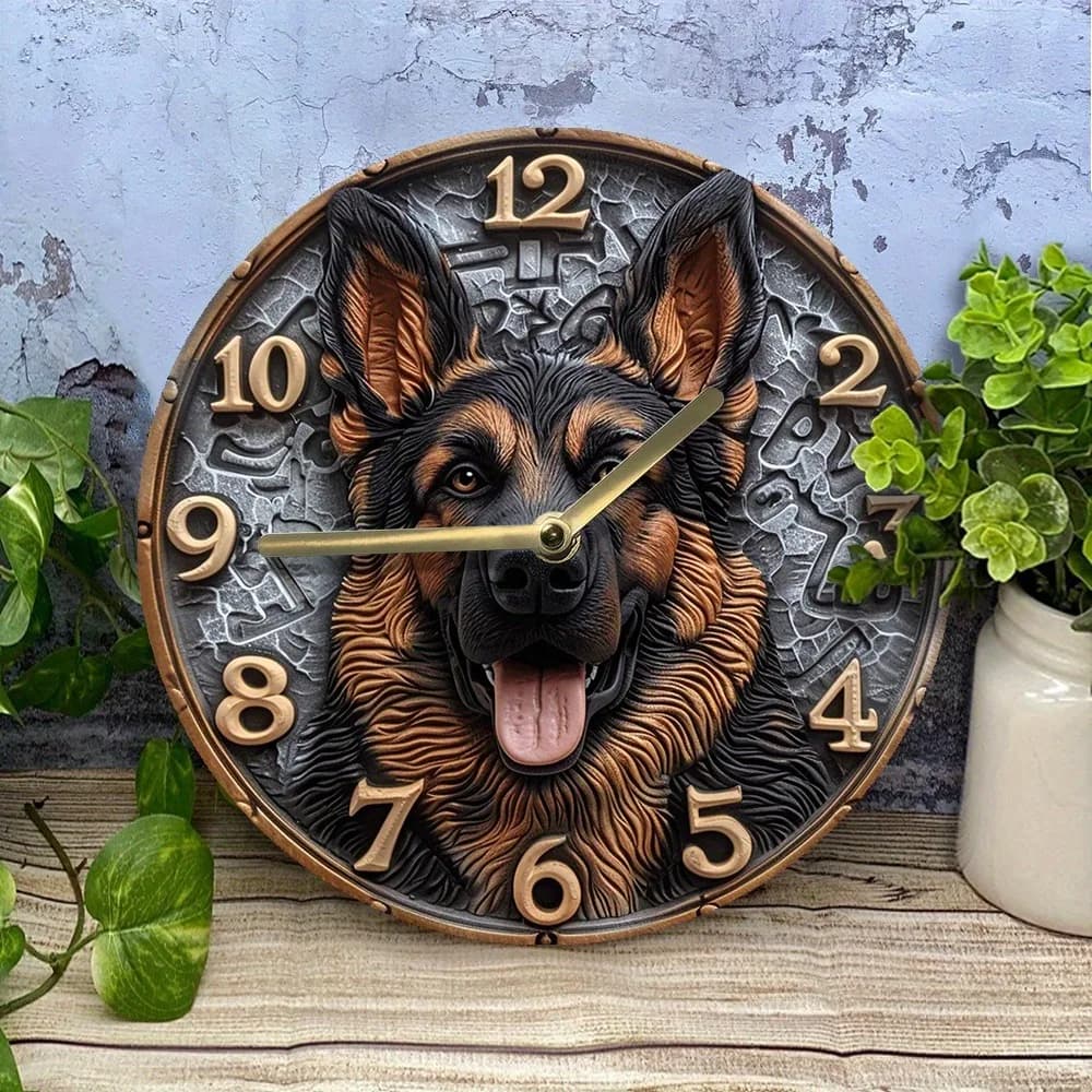 Wooden wall clock with German - Design pastor, ideal for home decoration, snap AA batteries