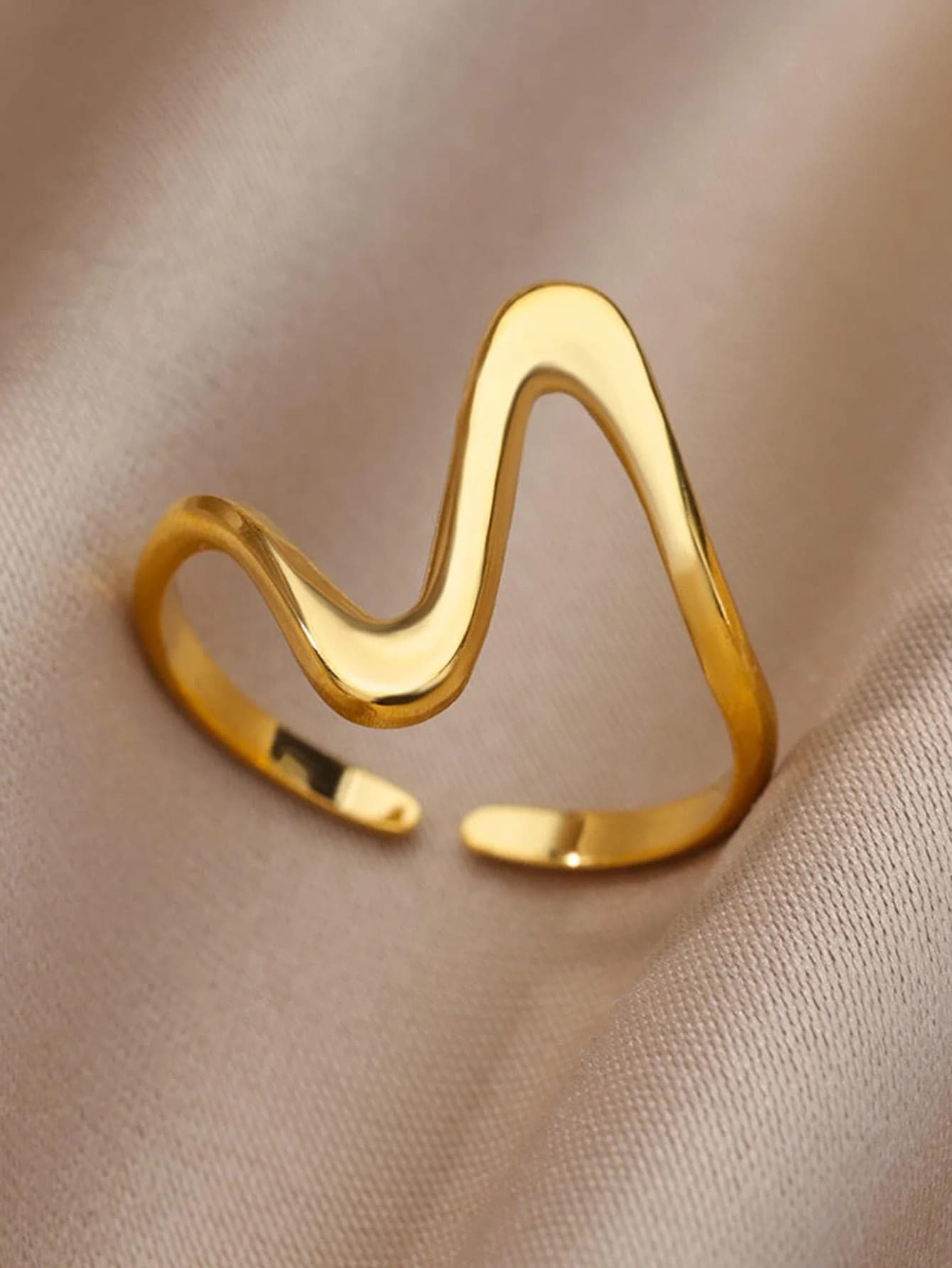 1pc Simple & Fashionable Asymmetrical Open Design Stainless Steel Ring For Both Men And Women, Daily Wear
