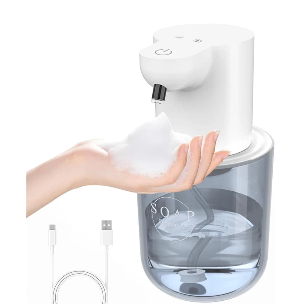 Dispenser di Sapone Liquido Automatico Senza Contatto 400ML, Montaggio a Parete USB, 4 Modalità con Sensore a Infrarossi