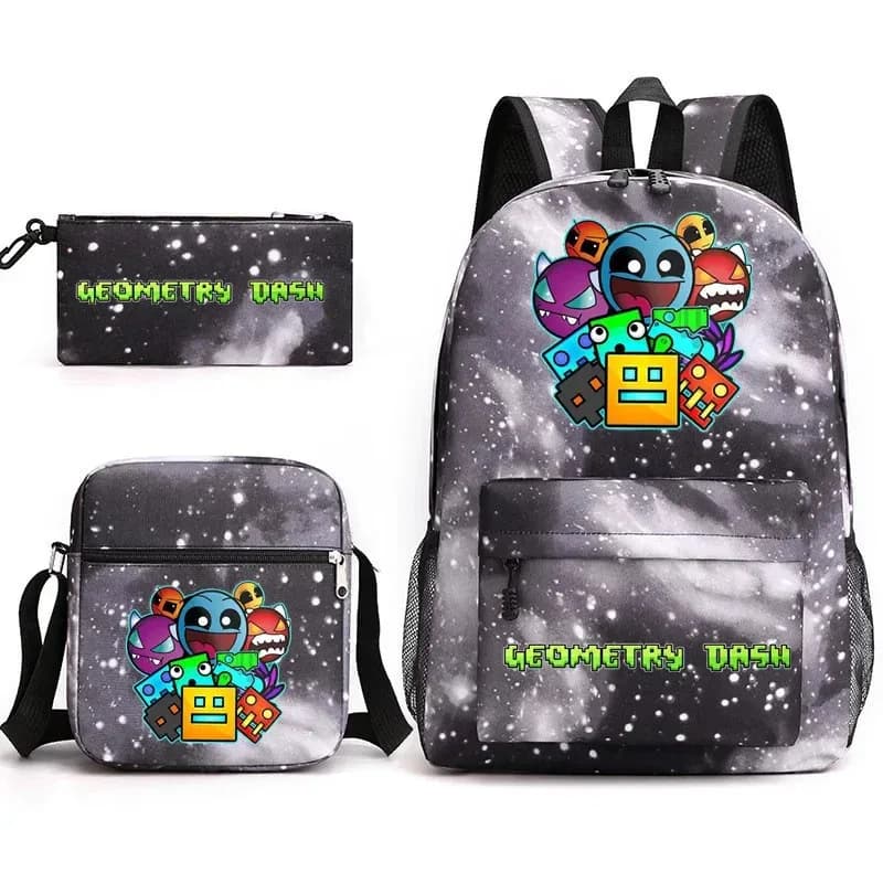 25COSGame Geometry Dash Zaino Zaino Borsa a tracolla Astuccio Set per bambini Studenti