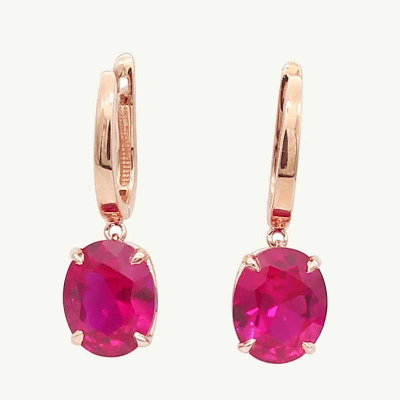 585 placcato oro viola 14k oro rosa intarsiato ovale rosa orecchini di pietre preziose per le donne luce fascino di lusso semplice gioielli di fidanzamento
