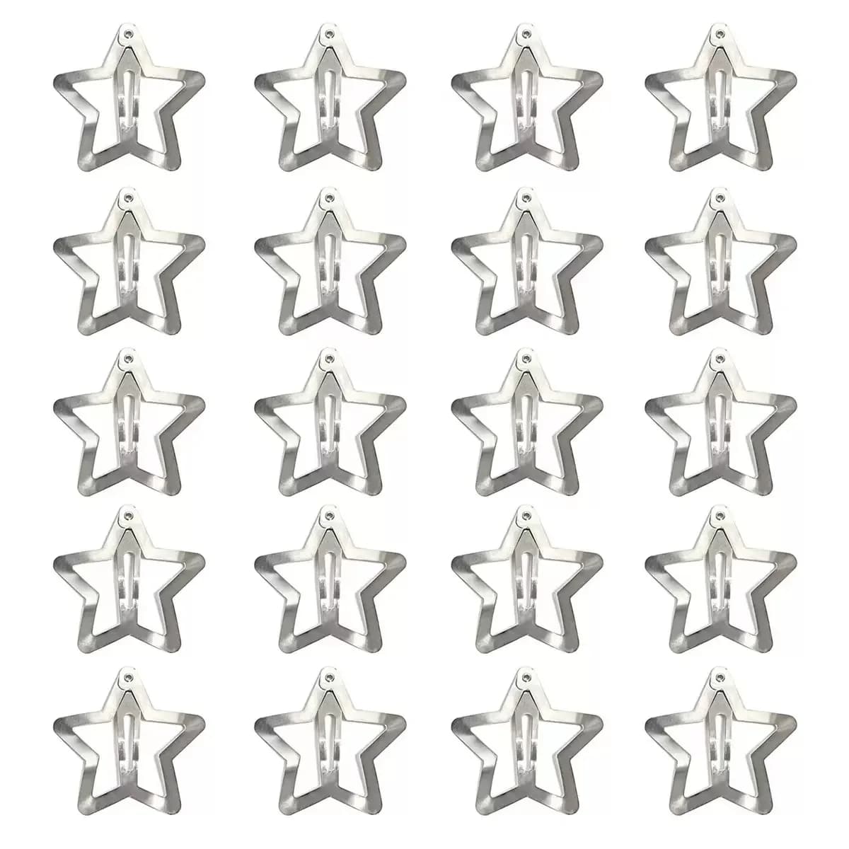 Fermaglio per capelli a stella Y2K da 3,2 cm, stile metallico, dolce e cool, fermaglio a pentagramma argentato, accessorio BB
