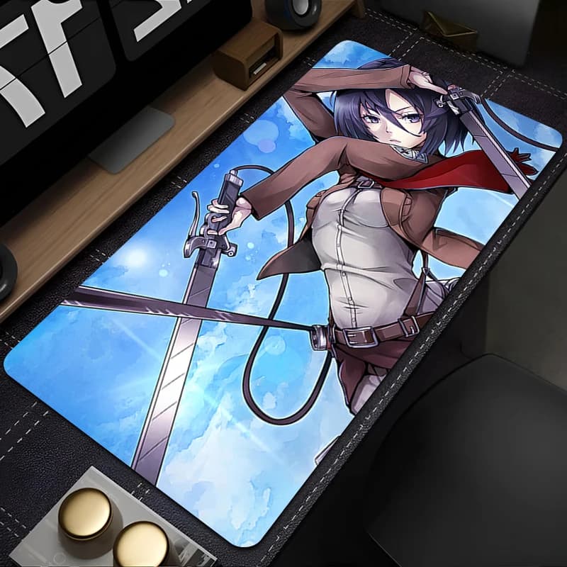 Anime style Non-slip Mouse Pad Rubber Gaming Mats Mousepad Office Keyboard Pad Laptop Desk Titan Mikasa Mat Large Extended Pad
