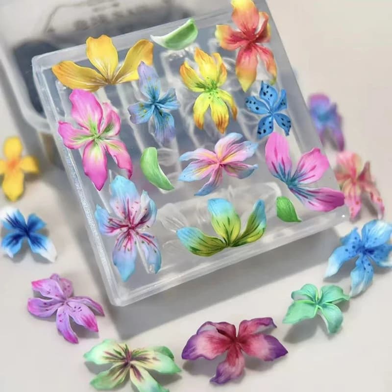 3D Silicone Nail Mold for Hawaii Hibiscus Flower Design – DIY Tool for Nail Art Carving and Petal Patterns