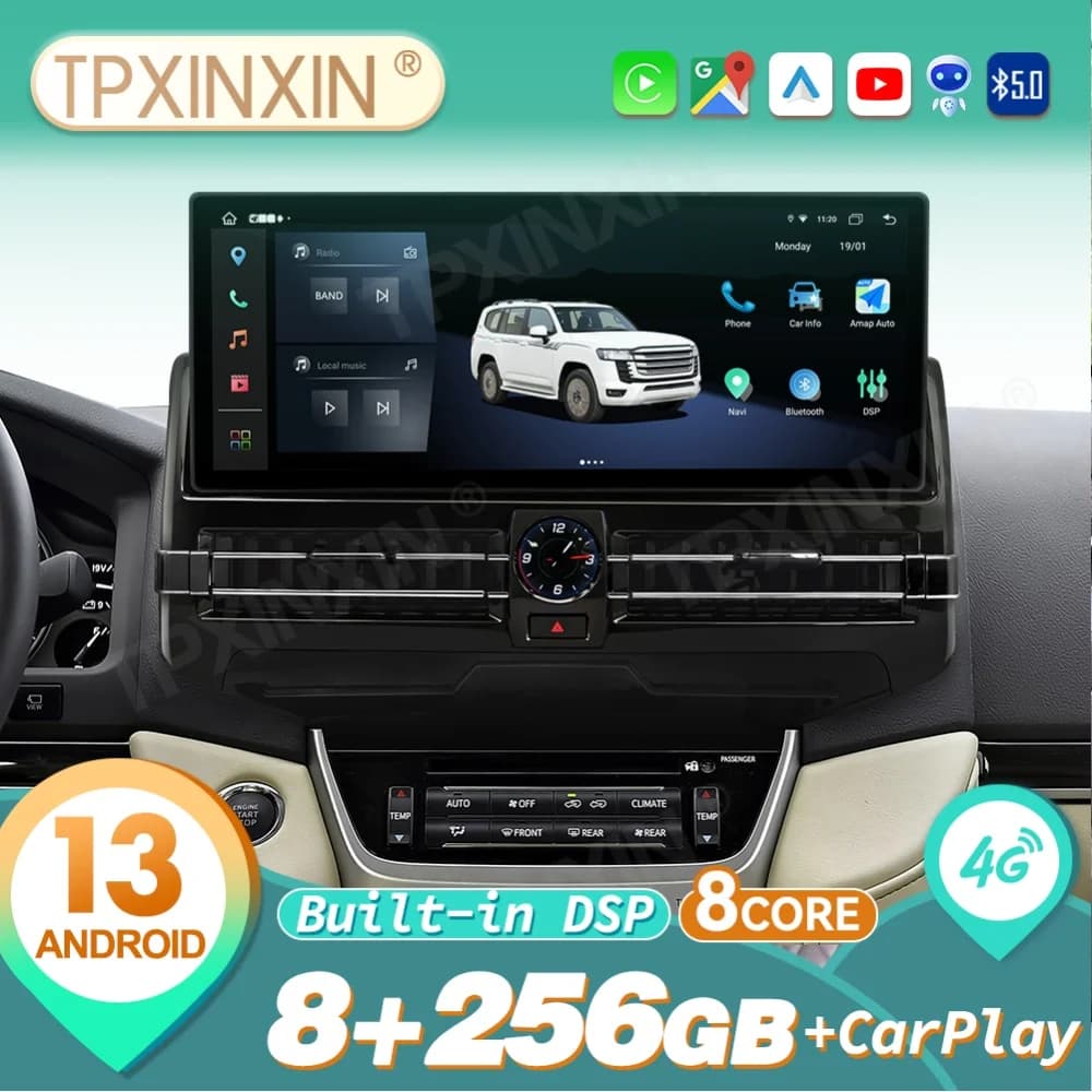 Autoradio Android 15.6" per Toyota Land Cruiser 2007~2020 con Carplay, Lettore Multimediale Stereo, GPS e Navigazione