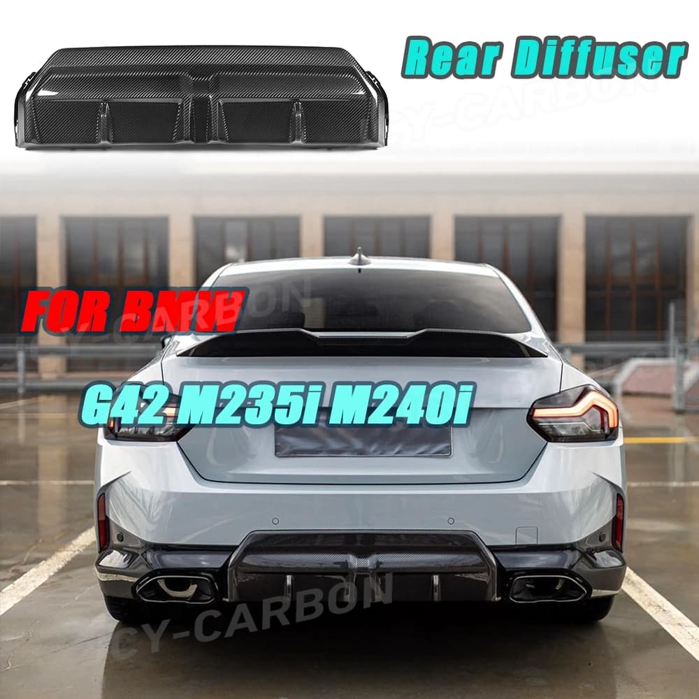JCYECF Dry Carbon Fiber Rear Diffuser For BMW 2 Series G42 M235i M240i Coupe 2022+ Rear Bumper Diffuser Body kits Accessories