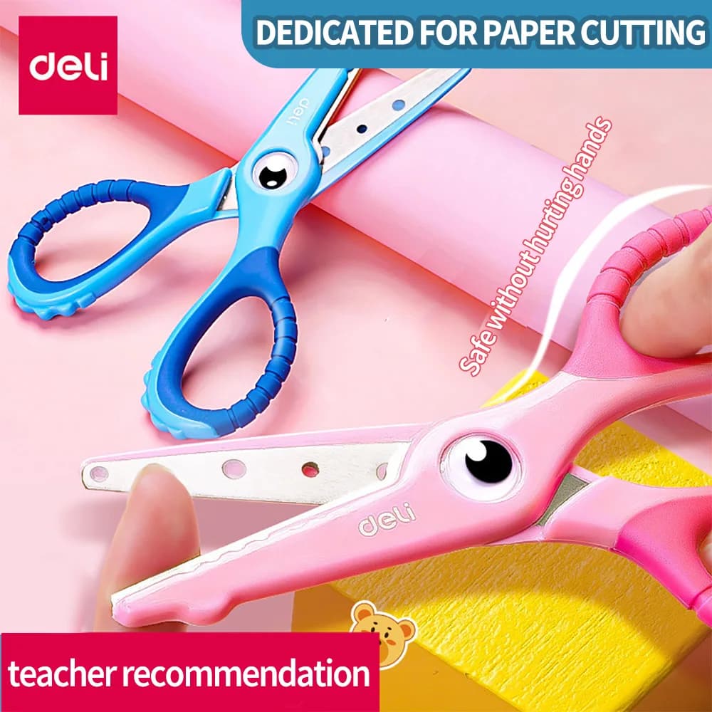 Deli Forbici per studenti simpatico cartone animato per bambini Forbici per carta artigianale fai-da-te Cancelleria scolastica portatile
