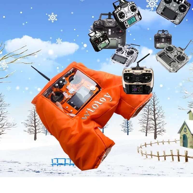 FPV RC AT10II AT9S Hot Gloves Remote Control Outfield Hot Cover Transmitter Shield Protector for hands Winter Outdoor Drone FPV