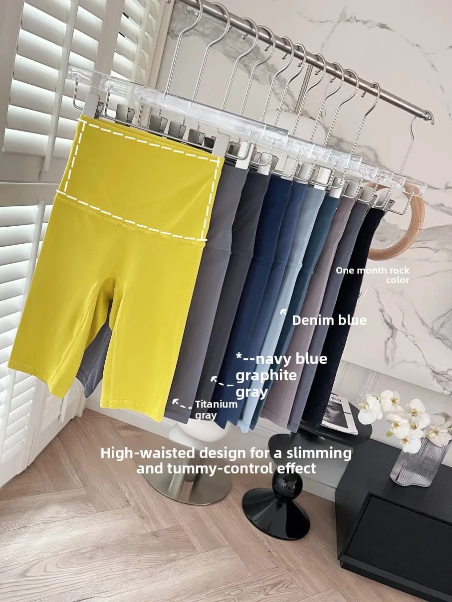 High-Waist Sporty Shorts Women's Five-Quarter Length Bare Feeling Fitness Pants Peach Butt Cycling Shorts Breathable Summer