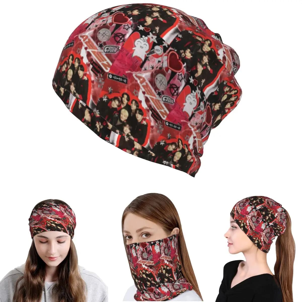 Bandana Multifunzione ATEEZ ATINY per Fan di K-pop, Sciarpa Magica, Maschera Viso, Cappello Beanie per Uomini e Donne Adulti