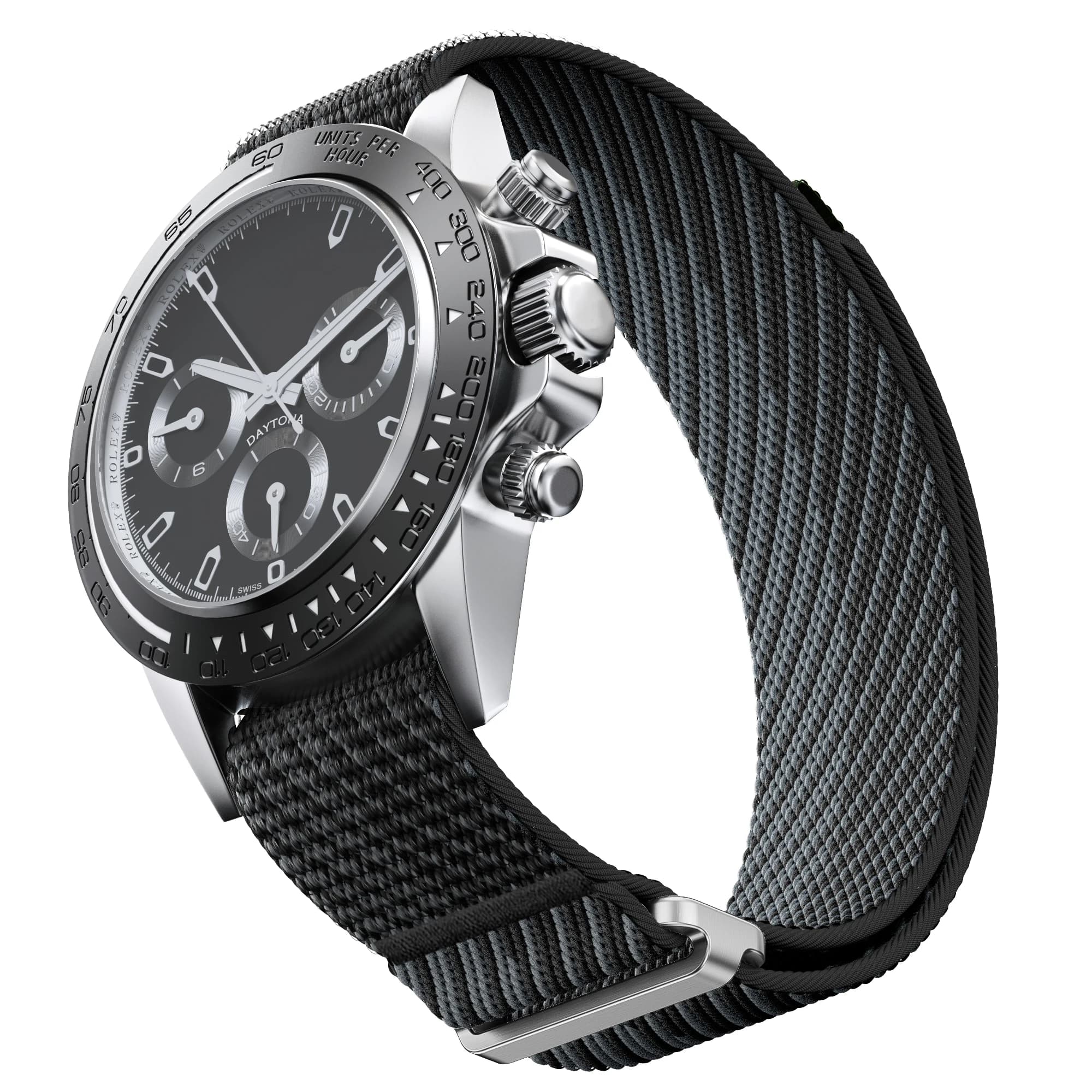 22mm Single Layer Nylon Spandex Elastic Watch Strap, 316 Stainless Steel Slide Buckle Velcro Watch Band for Omega Seamaster