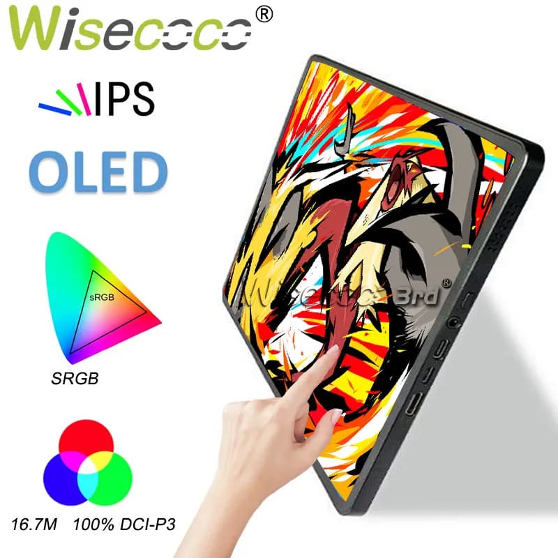 Wisecoco Monitor OLED potabile da 11 pollici 2K 1728x2360 Touch Monitor ultrasottile IPS Raspberry Pi Win 10 11 Display AMOLED USB-C porte