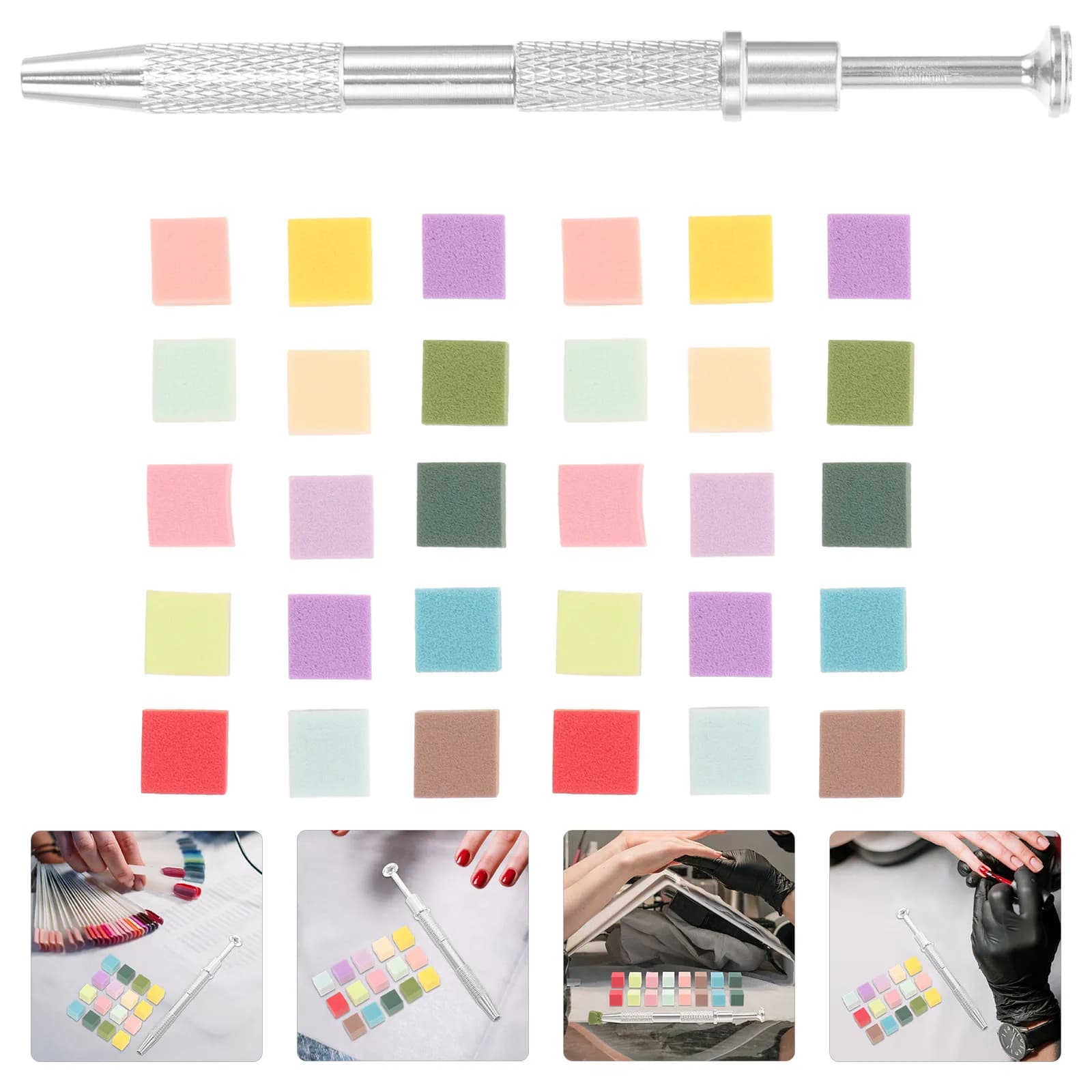 Set di Spugnette Colorate per Unghie, Texture Morbida per Sfumature Senza Sforzo, Strumento per Nail Art, Manicure, Blush e Illuminazione con Applicatore a 4 Punte