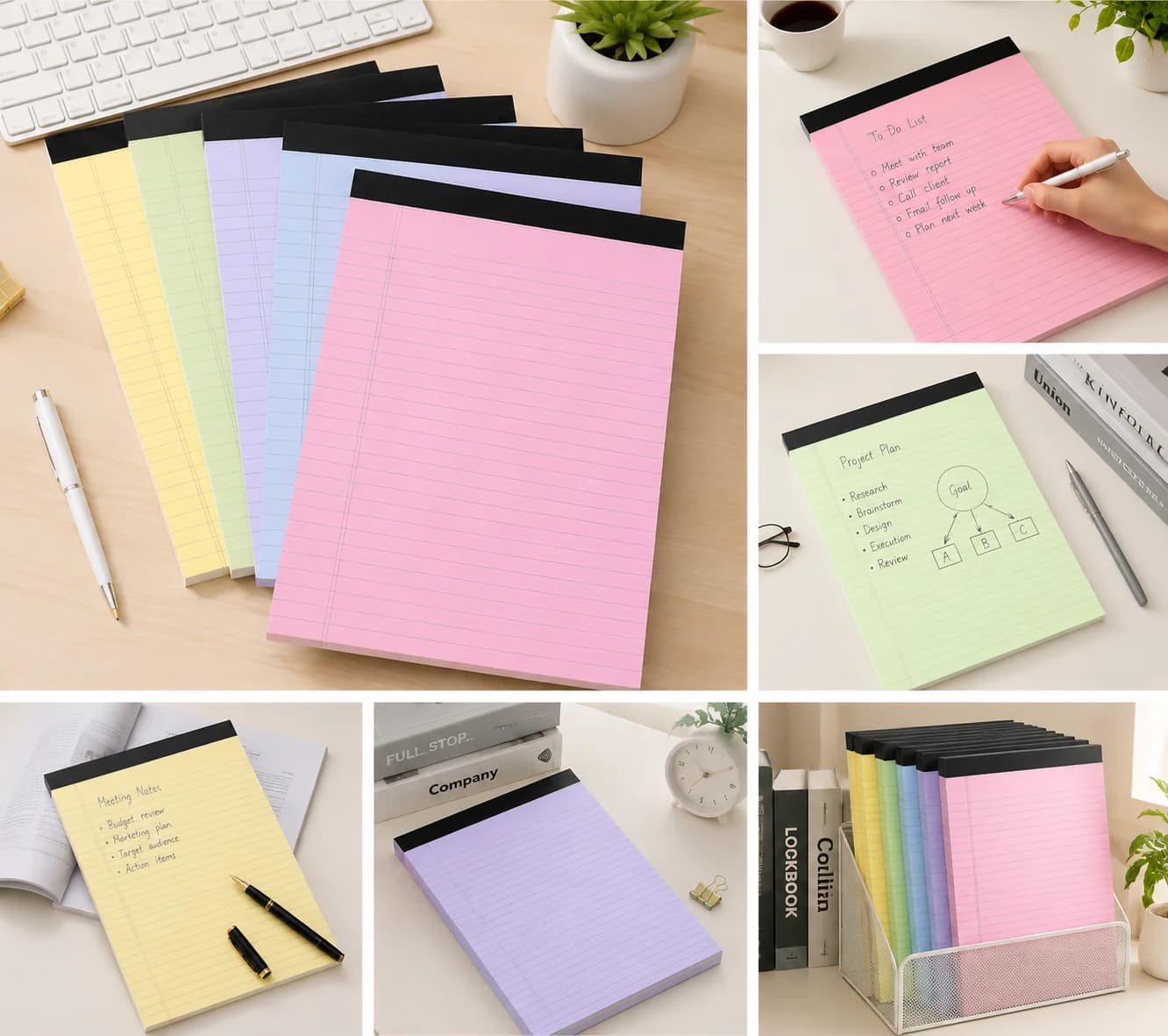American‑Style 6‑Color Tear‑Away Notepad, Colorful Simple Lined Notebook, Memo Planner Pocket Notebook