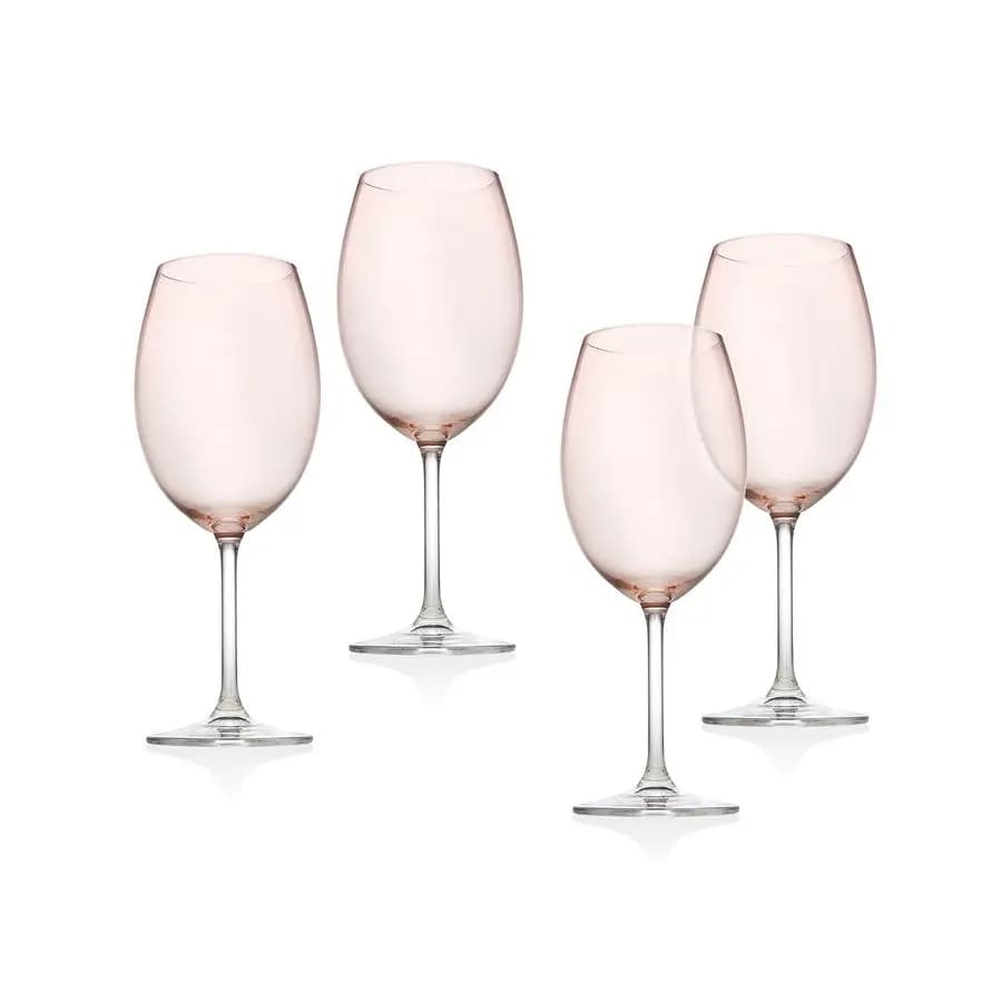Calici da Vino, Bicchieri con Stelo per Bevande, Modello Meridian Blush, Set di 4 da 350ml