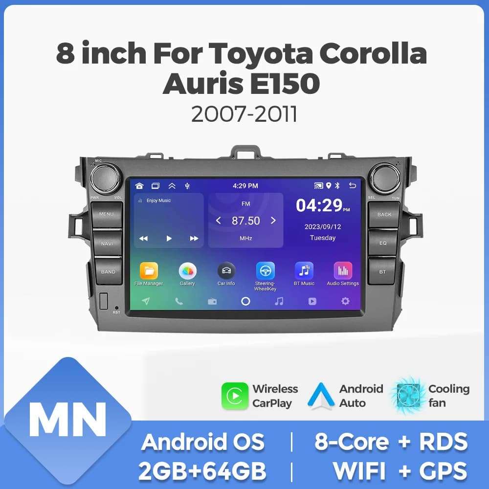 Autoradio con sistema operativo Android Wireless Carplay per Toyota Corolla Auris E140/150 2007-2011 Lettori multimediali centrali Sistemi auto intelligenti