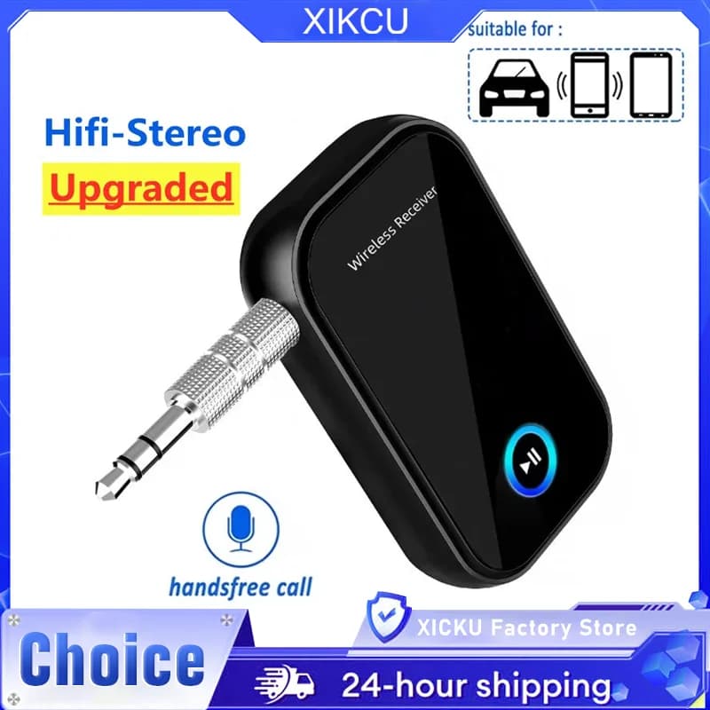 Adattatore audio Bluetooth 5.0 Jack da 3,5 mm RCA Stereo per auto con riduzione del rumore Ricevitore audio per auto wireless con microfono per amplificatore altoparlante