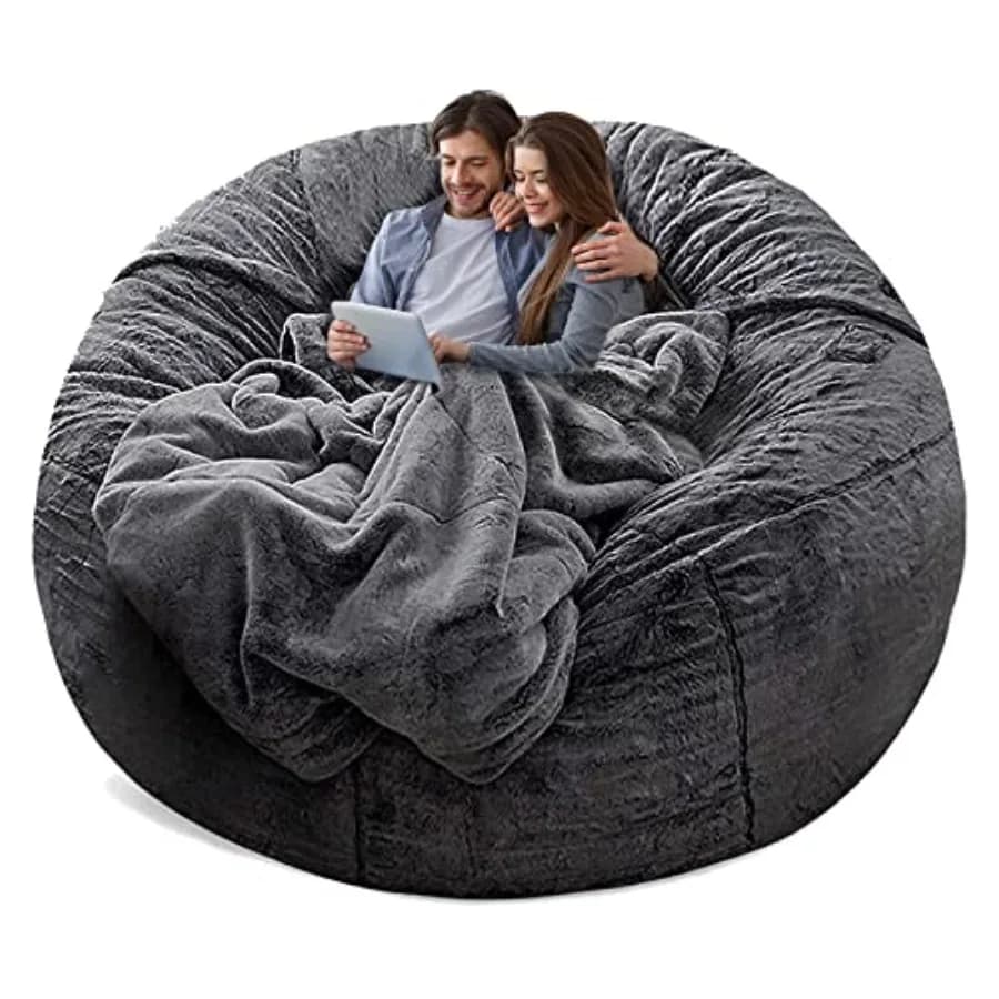 Copertura per Pouf Senza Imbottitura, Grande e Rotonda, Morbida e Soffice in Velluto PV, Lavabile, per Divano Letto Pigro per Adulti L