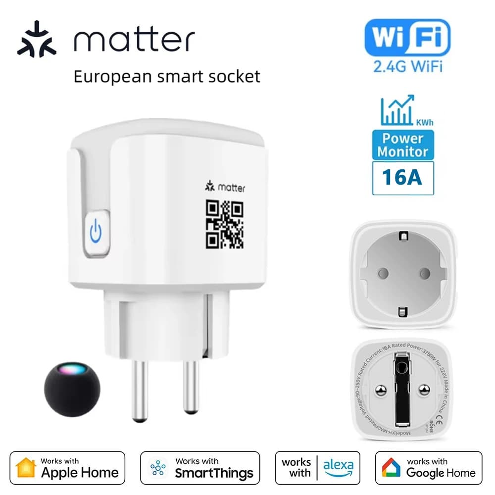 Smart WiFi Matter EU 16A Compatible with Alexa and Google Home