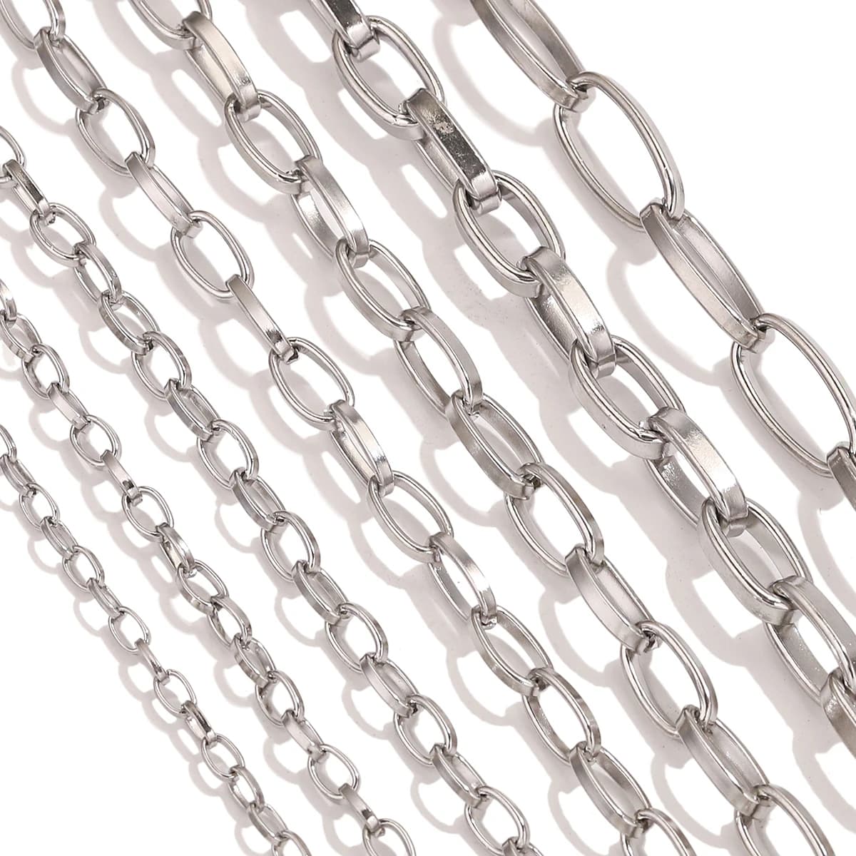 Catena con chiusura in acciaio inossidabile larga 1M 3-9MM per collana color acciaio fai da te braccialetto creazione di gioielli accessori connettore all'ingrosso