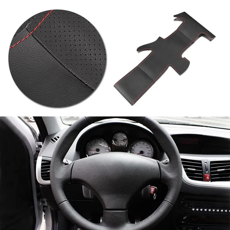 For Peugeot 206 2007 2008 2009 207 For Citroen C2 Car Accessories Drill-Microfiber Leather Steering Wheel Cover Trim